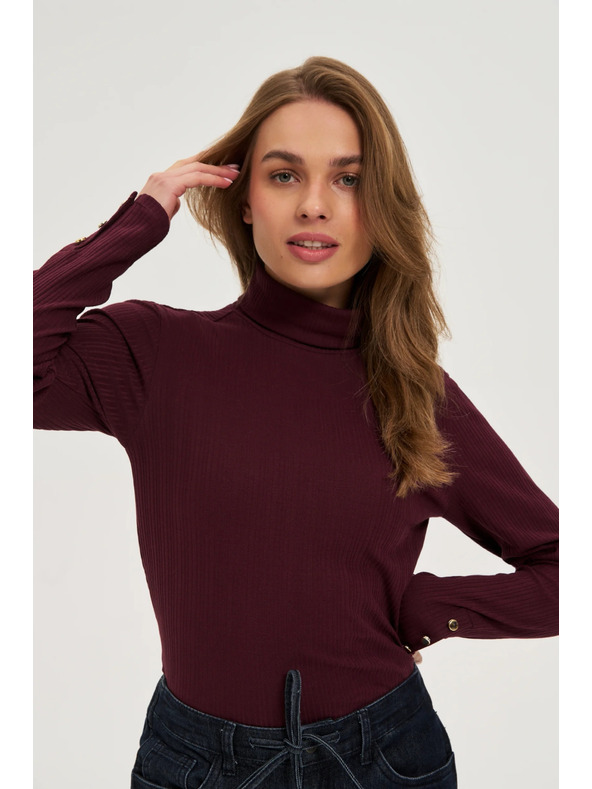 Moodo Памучна поло блуза бордо Moodo