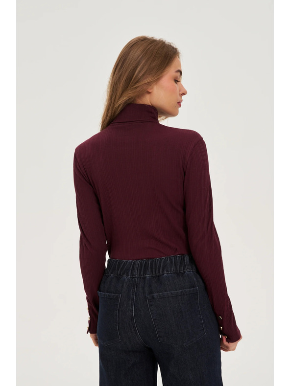 Moodo Памучна поло блуза бордо Moodo