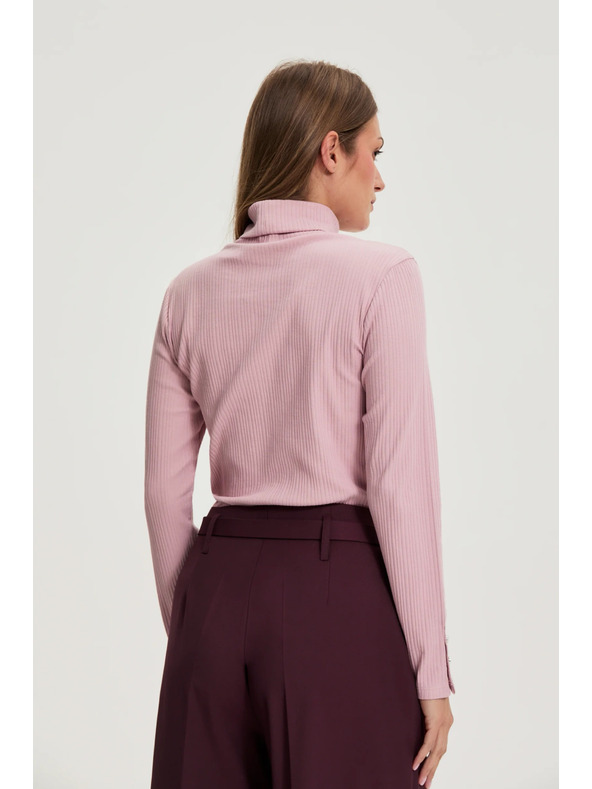 Moodo Памучна поло блуза розова Moodo