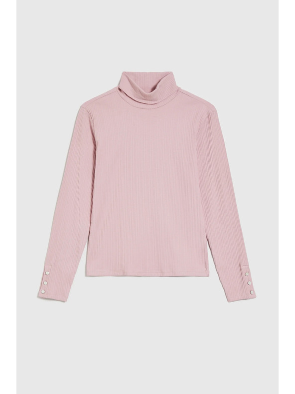 Moodo Памучна поло блуза розова Moodo