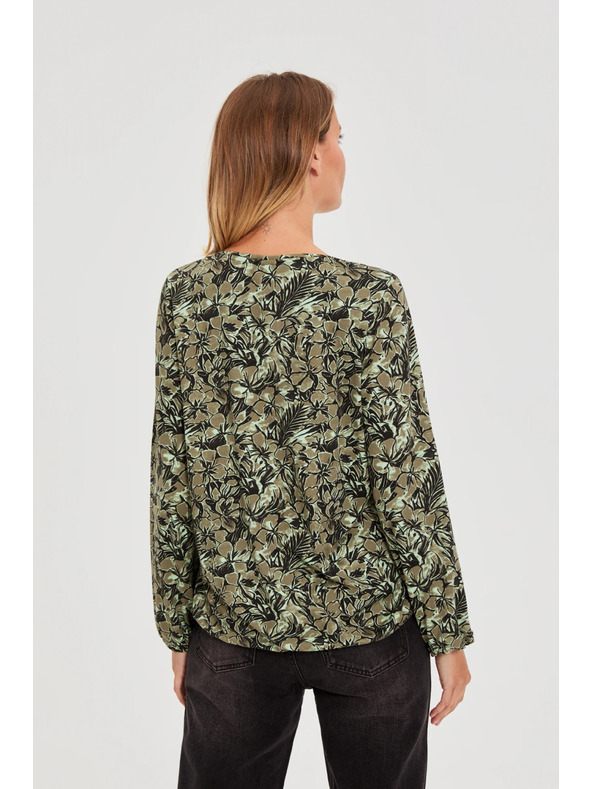 Moodo Блуза с флорален принт в маслиненозелено Moodo