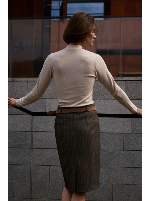 Moodo Бежова блуза с яка Moodo