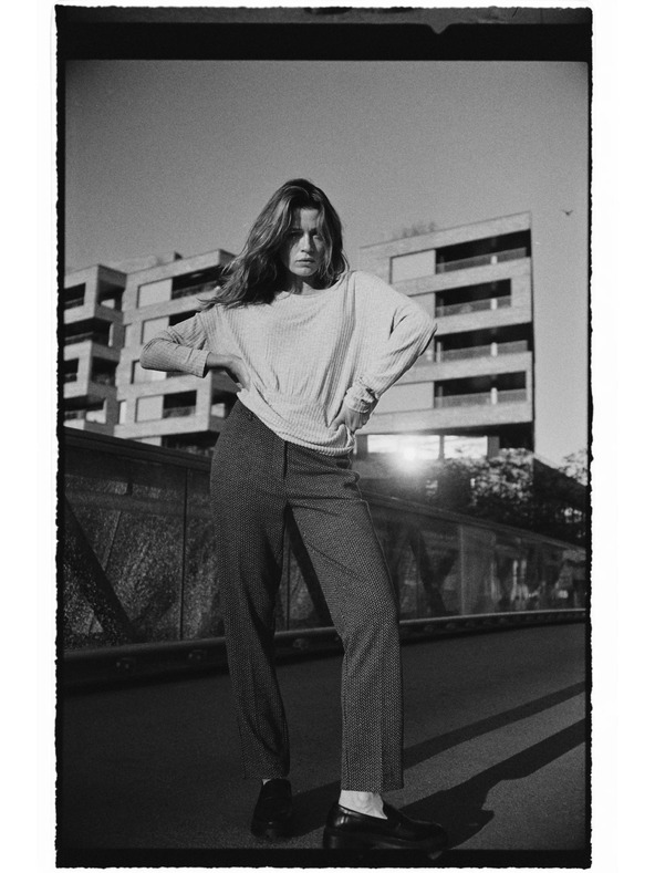 Moodo Ребрана блуза с дълги ръкави сива Moodo