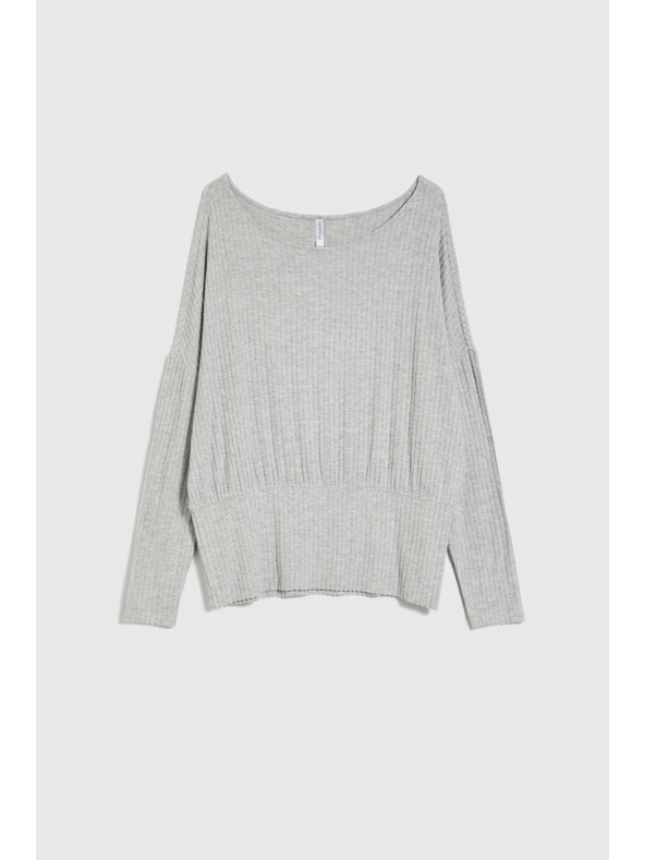 Moodo Ребрана блуза с дълги ръкави сива Moodo