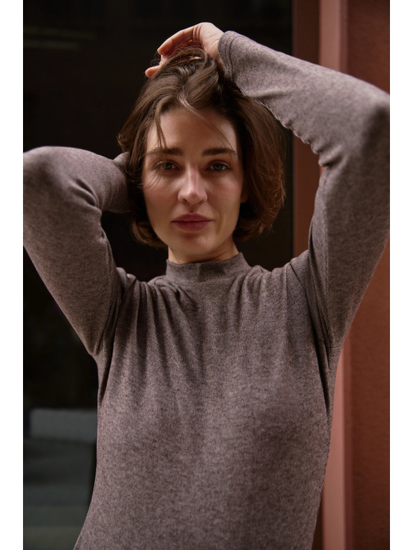 Moodo Кафява тениска с яка Moodo