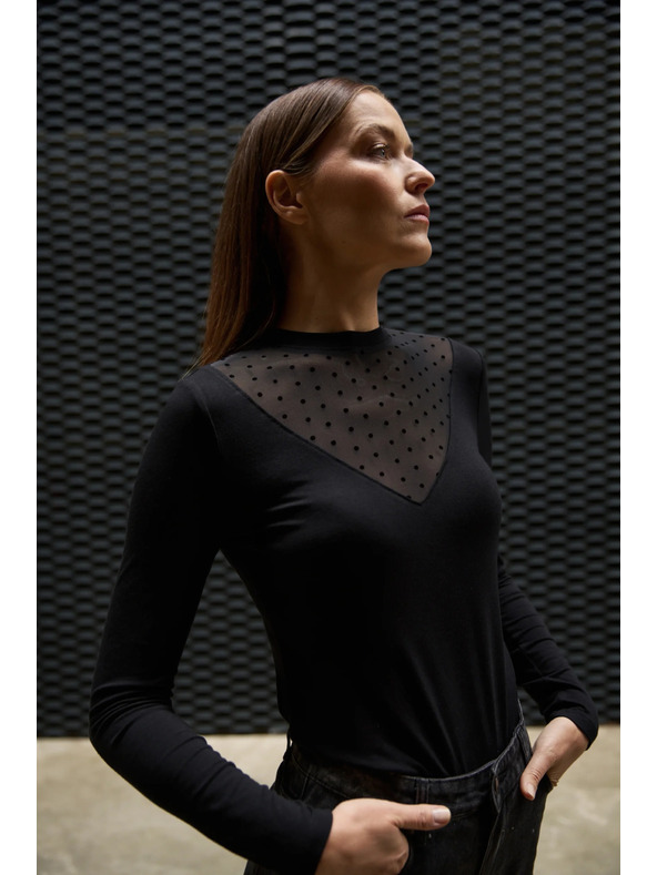 Moodo Прилепнала черна блуза Moodo