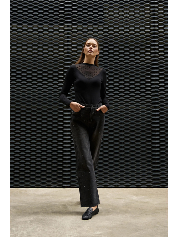 Moodo Прилепнала черна блуза Moodo