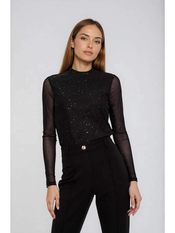 Moodo Черна блуза с прозрачни ръкави Moodo