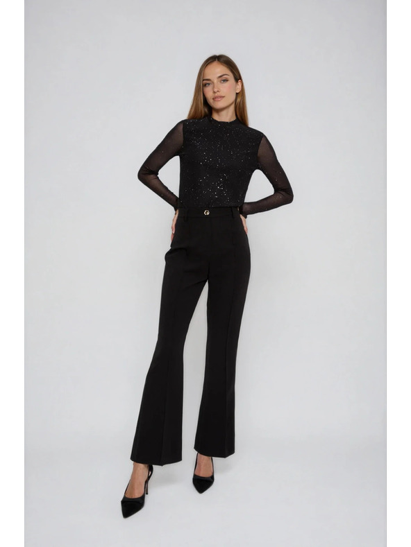 Moodo Черна блуза с прозрачни ръкави Moodo