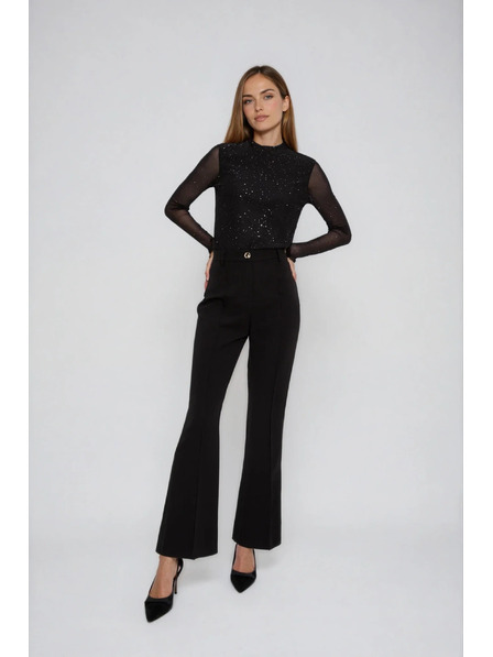 Moodo Black Blouse with Transparent Sleeves Moodo