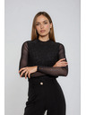 Moodo Черна блуза с прозрачни ръкави Moodo