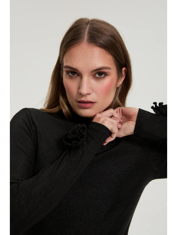 Moodo Черна блуза с декоративни ръкави Moodo