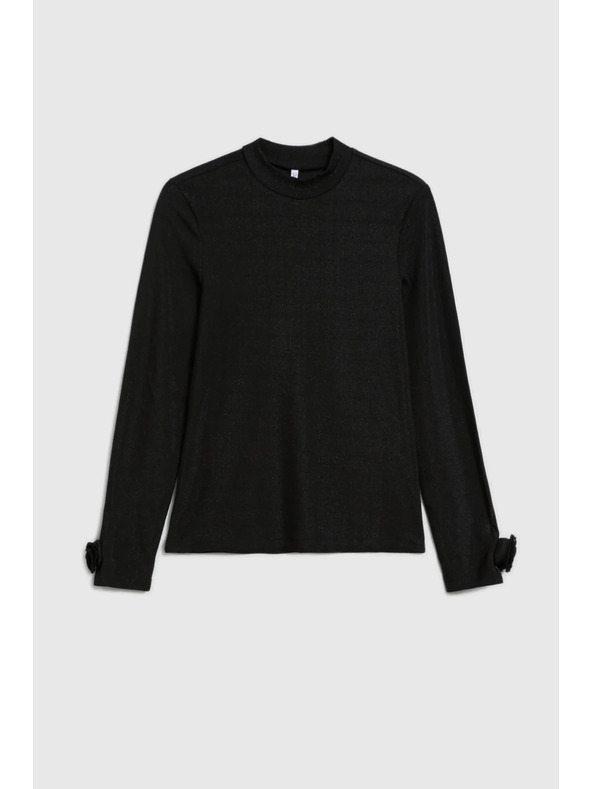 Moodo Черна блуза с декоративни ръкави Moodo