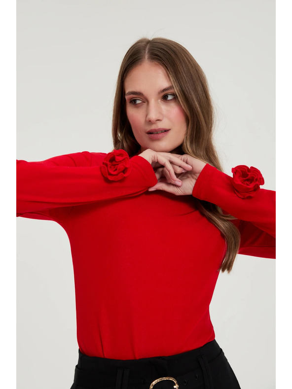 Moodo Червена блуза с декоративни ръкави Moodo