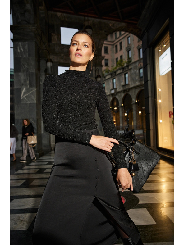 Moodo Лъскав топ черен Moodo