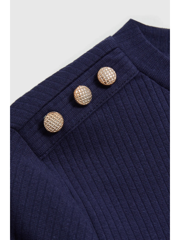 Moodo Памучна блуза с дълги ръкави тъмносиня Moodo