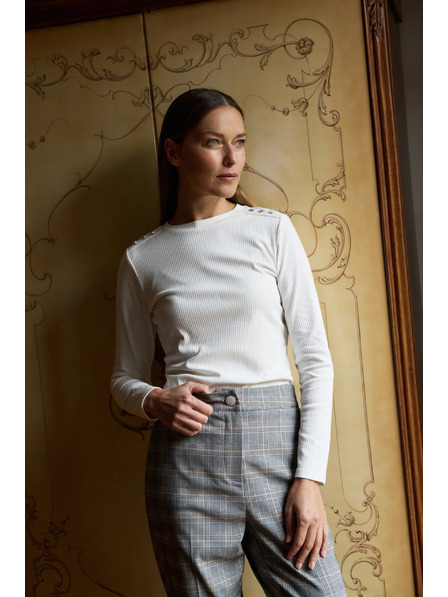 Moodo Памучна блуза с дълги ръкави бяла Moodo