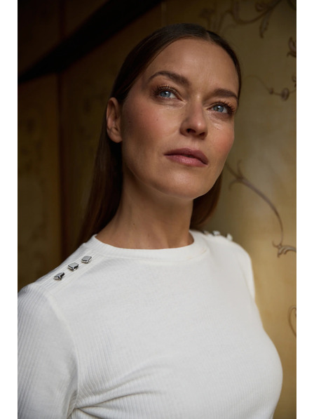 Moodo Памучна блуза с дълги ръкави бяла Moodo