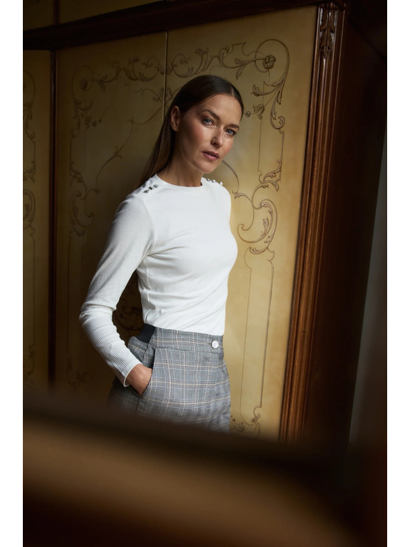 Moodo Памучна блуза с дълги ръкави бяла Moodo