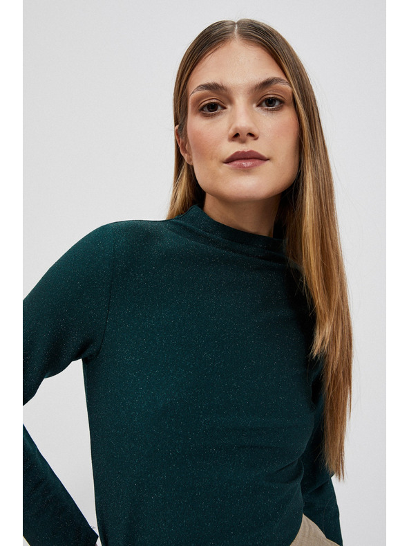 Moodo Блуза с металическа нишка изумрудена Moodo