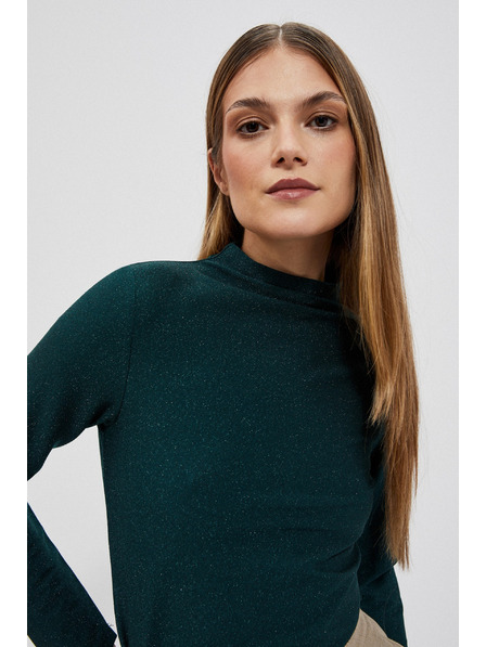 Moodo Блуза с металическа нишка изумрудена Moodo