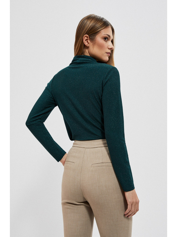 Moodo Блуза с металическа нишка изумрудена Moodo