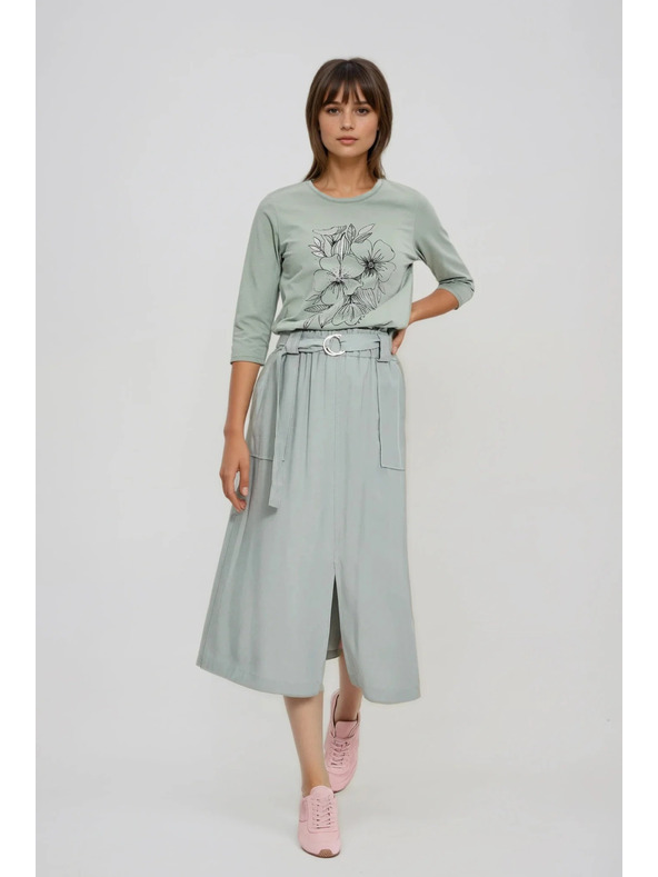 Moodo Блуза с флорален принт в маслинено Moodo