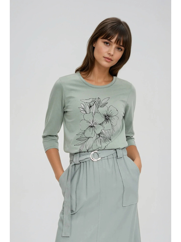 Moodo Блуза с флорален принт в маслинено Moodo