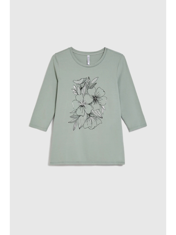 Moodo Блуза с флорален принт в маслинено Moodo