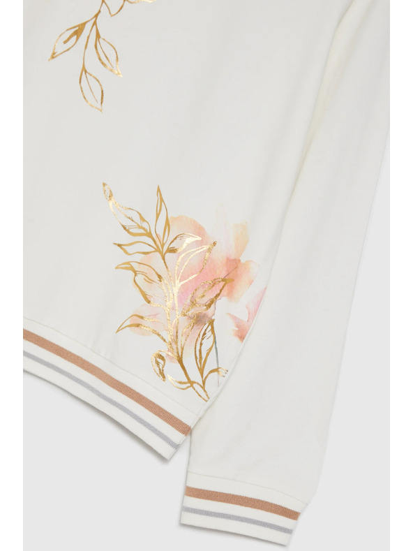 Moodo Памучна блуза с принт в бяло Moodo