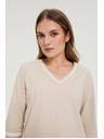 Moodo Памучна блуза с V-образно деколте в бежово Moodo