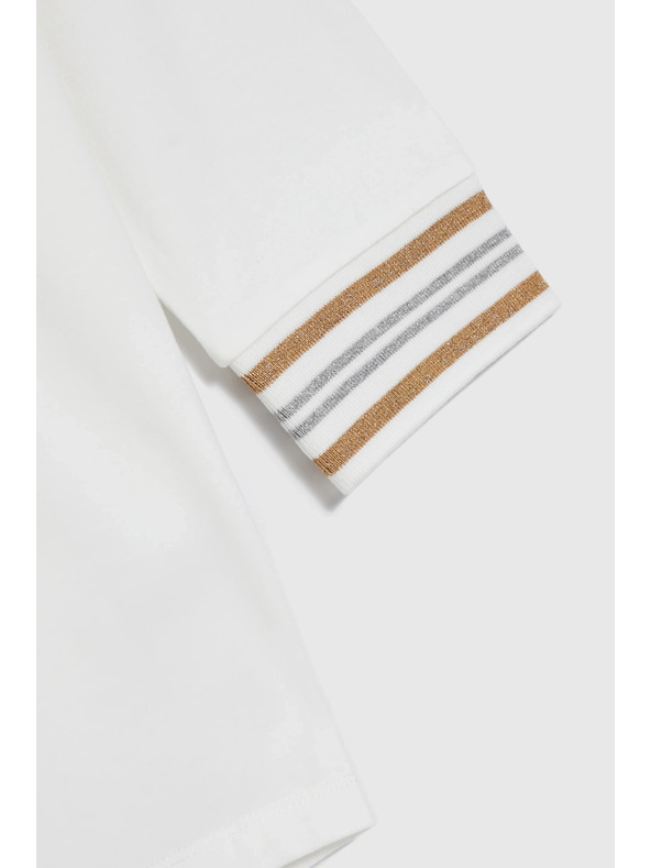 Moodo Памучен суитшърт с V-образно деколте в бяло Moodo