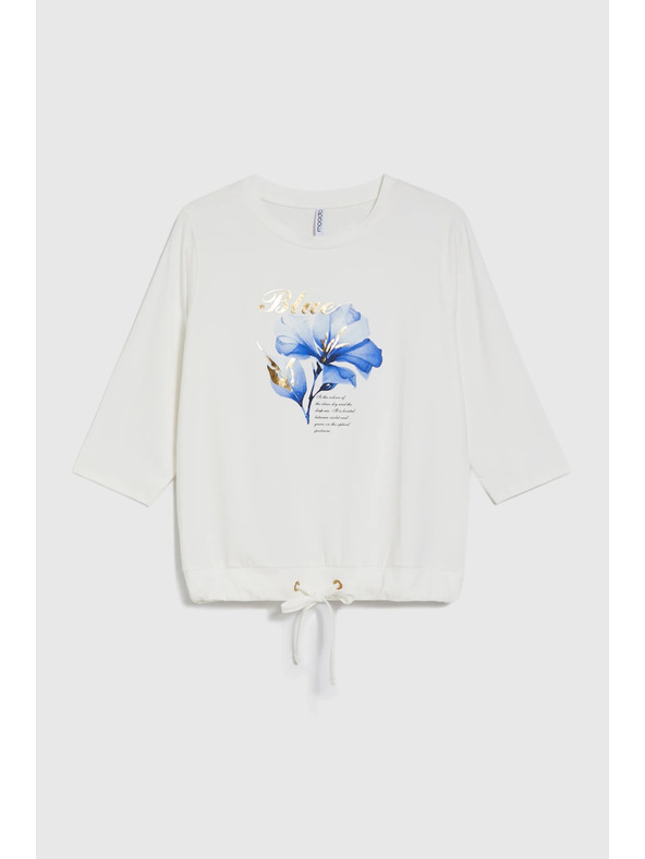 Moodo Блуза с принт и връзване в бяло Moodo