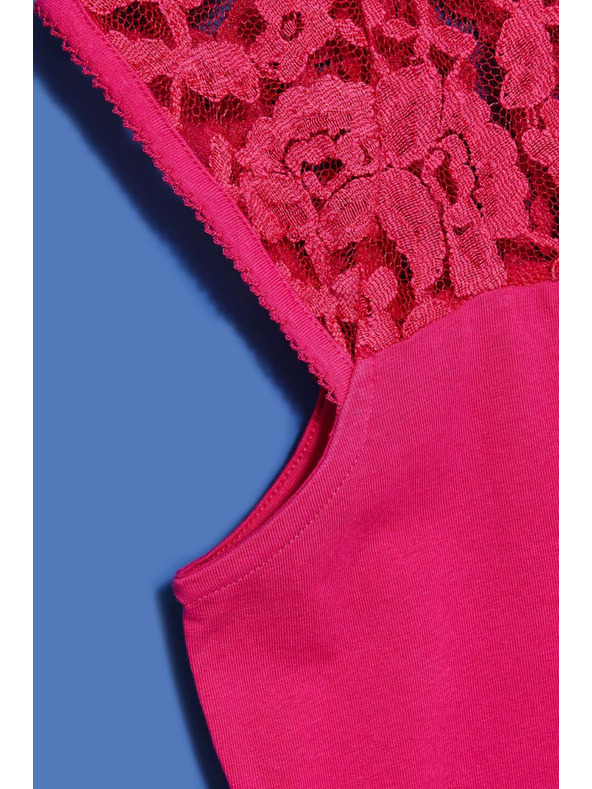 Moodo Розова блуза с V-образно деколте и дантела Moodo