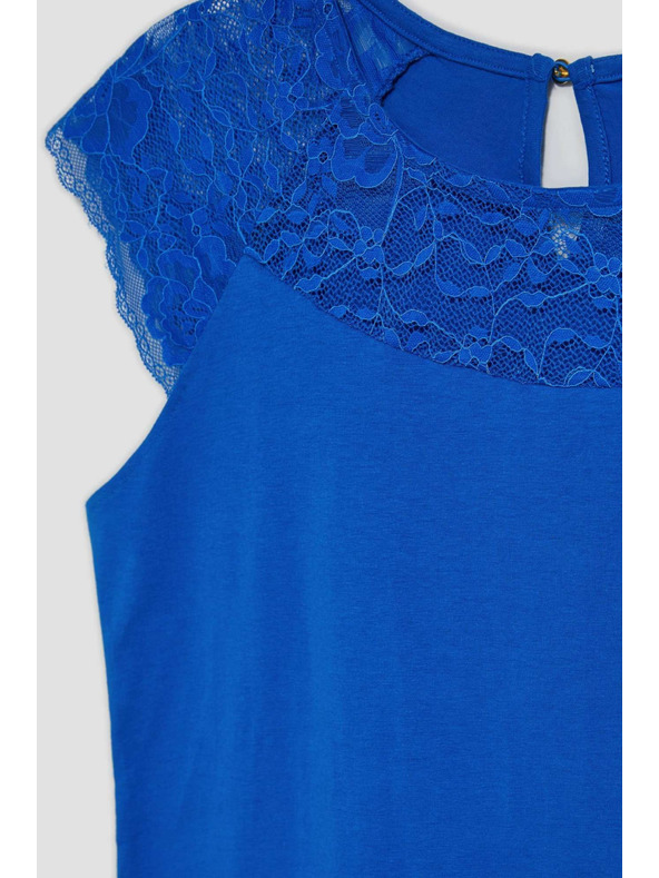 Moodo Синя тениска с дантела Moodo