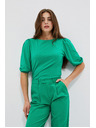 Moodo Гладка тениска с обемни ръкави в зелено Moodo