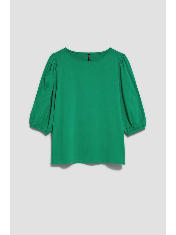 Moodo Гладка тениска с обемни ръкави в зелено Moodo