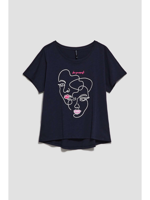 Moodo Блуза с принт на лице в тъмночервено Moodo