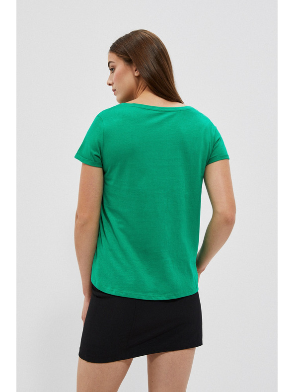 Moodo Памучна тениска с джобче в зелено Moodo