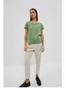 Moodo Памучна тениска с кръгло деколте и джобче в маслинено Moodo