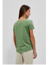 Moodo Памучна тениска с кръгло деколте и джобче в маслинено Moodo