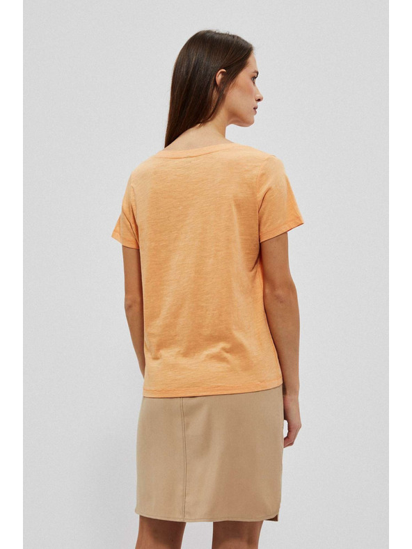 Moodo Памучна блуза с V-образно деколте Moodo