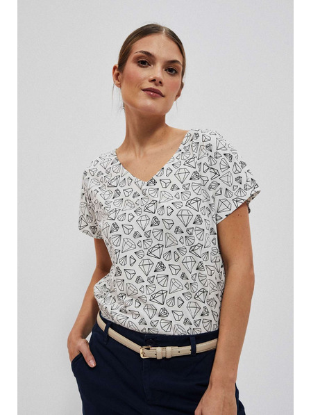 Moodo Тениска с декоративна задна част в перлен цвят Moodo