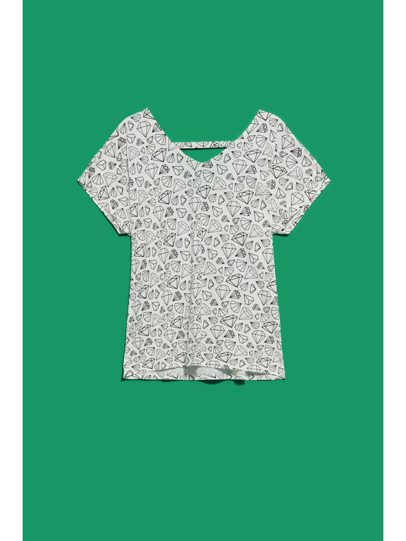 Moodo Тениска с декоративна задна част в перлен цвят Moodo