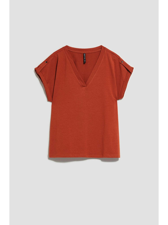 Moodo Блуза с V-образно деколте кафява Moodo