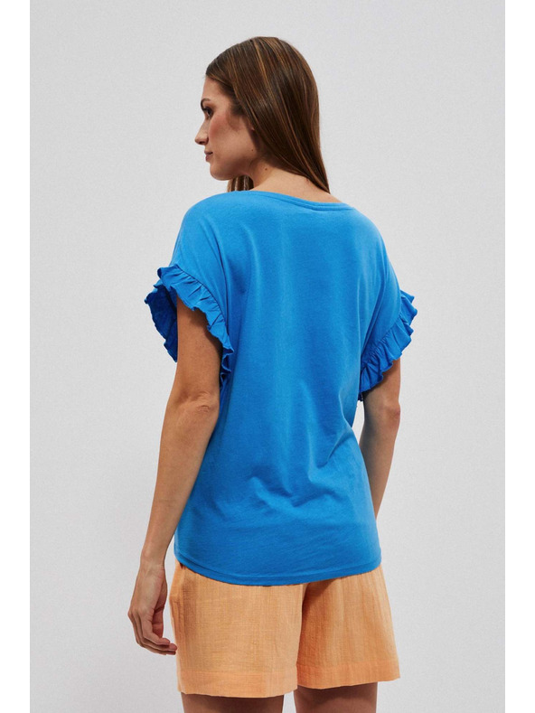 Moodo Блуза с надпис и волан на ръкава Moodo