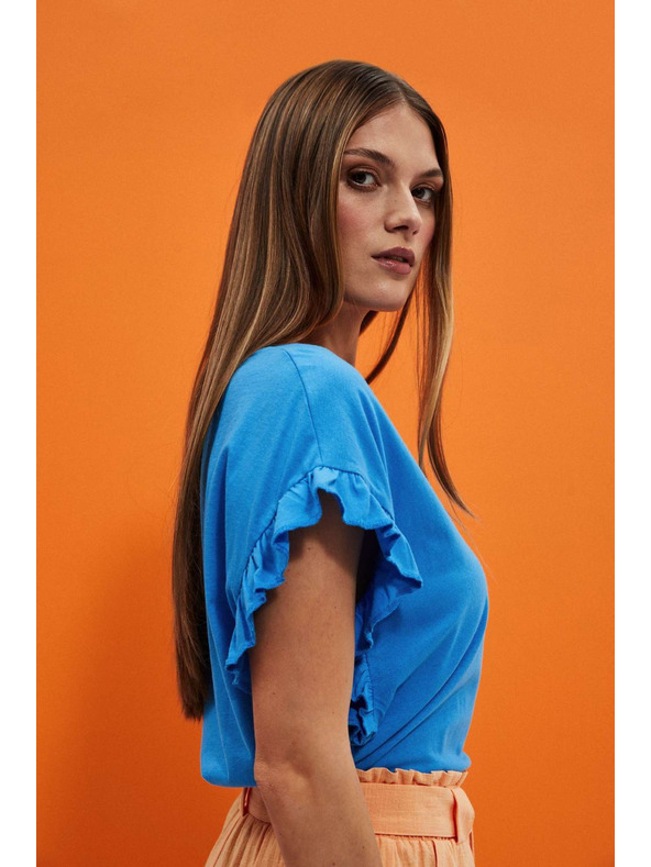 Moodo Блуза с надпис и волан на ръкава Moodo