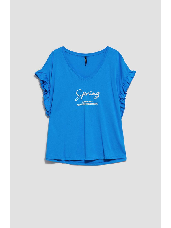 Moodo Блуза с надпис и волан на ръкава Moodo