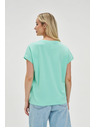 Moodo Памучна тениска с V-образно деколте в мента Moodo