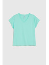 Moodo Памучна тениска с V-образно деколте в мента Moodo
